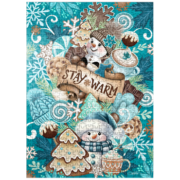 puzzleplate Sweet Snowman Christmas Stack - Sheena Pike 500 Jigsaw Puzzle