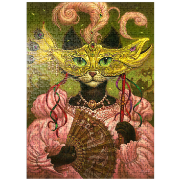 puzzleplate Incatneato Mardi Gras Cat - Jeff Haynie 500 Jigsaw Puzzle