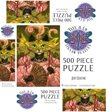 Incatneato Mardi Gras Cat - Jeff Haynie 500 Jigsaw Puzzle box 3D Modell