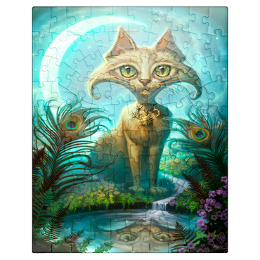 puzzleplate Reflections Cat Green Reflection Pool - Jeff Haynie 100 Jigsaw Puzzle