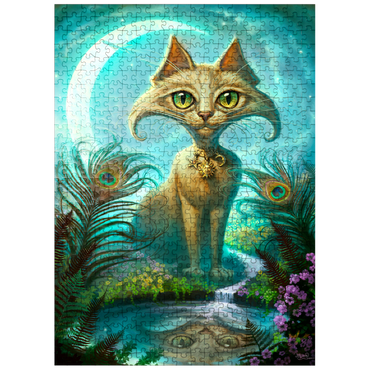 puzzleplate Reflections Cat Green Reflection Pool - Jeff Haynie 500 Jigsaw Puzzle