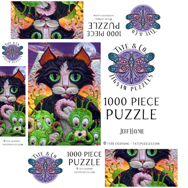 Cats Aliens And Donuts - Jeff Haynie 1000 Jigsaw Puzzle box 3D Modell