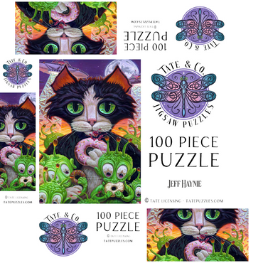 Cats Aliens And Donuts - Jeff Haynie 100 Jigsaw Puzzle box 3D Modell