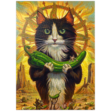 puzzleplate Green Chile Cat - Jeff Haynie 1000 Jigsaw Puzzle