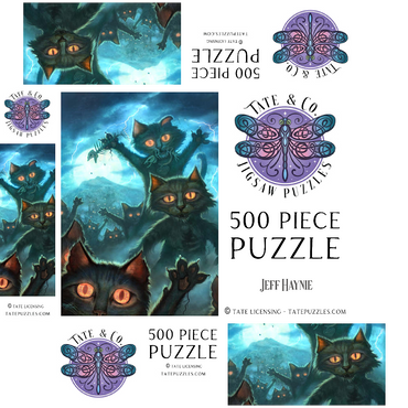 Zombie Cats - Jeff Haynie 500 Jigsaw Puzzle box 3D Modell