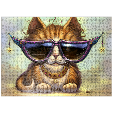 puzzleplate Just Be Sunglasses Cool Cat - Jeff Haynie 500 Jigsaw Puzzle