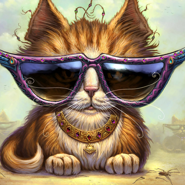 Just Be Sunglasses Cool Cat - Jeff Haynie 500 Jigsaw Puzzle 3D Modell