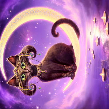 Luna Crescent Moon Cat - Jeff Haynie 100 Jigsaw Puzzle 3D Modell