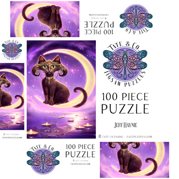 Luna Crescent Moon Cat - Jeff Haynie 100 Jigsaw Puzzle box 3D Modell