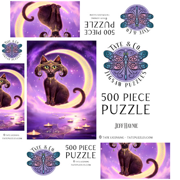 Luna Crescent Moon Cat - Jeff Haynie 500 Jigsaw Puzzle box 3D Modell
