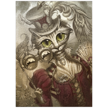 puzzleplate Lady Steam Steampunk Cat - Jeff Haynie 1000 Jigsaw Puzzle