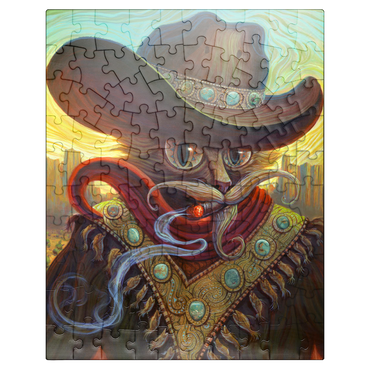 puzzleplate Turquoise Kid Cowboy Cat - Jeff Haynie 100 Jigsaw Puzzle