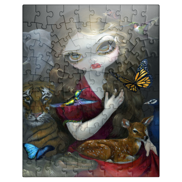 puzzleplate Fauna Girl With Animals- Jasmine Becket-Griffith 100 Jigsaw Puzzle