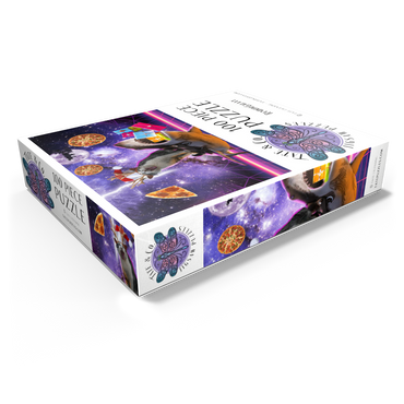 Christmas Cat Riding Shark in Space - Random Galaxy 100 Jigsaw Puzzle box view1