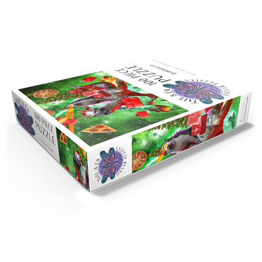 Christmas Present Cat Riding Dinosaur - Random Galaxy 100 Jigsaw Puzzle box view1