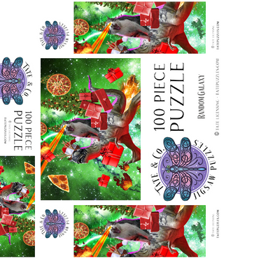 Christmas Present Cat Riding Dinosaur - Random Galaxy 100 Jigsaw Puzzle box 3D Modell