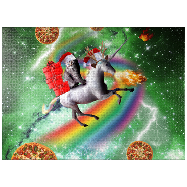 puzzleplate Christmas Unicorn Cat Adventuring in Space - Random Galaxy 1000 Jigsaw Puzzle