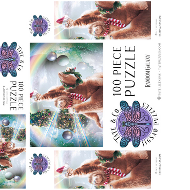 Sloth Cat and Llama Christmas Companions - Random Galaxy 100 Jigsaw Puzzle box 3D Modell