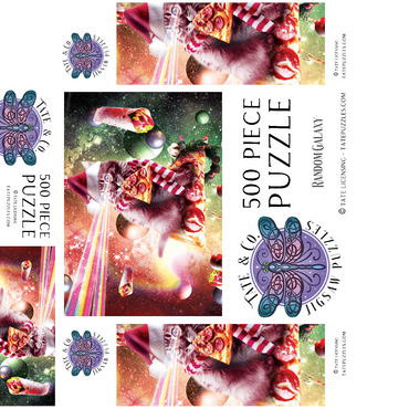 Pizza Laser Cat Celebrating Christmas - Random Galaxy 500 Jigsaw Puzzle box 3D Modell