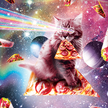 Rainbow Space Cat Firing Pizza Lasers - Random Galaxy 1000 Jigsaw Puzzle 3D Modell