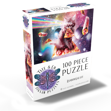Rainbow Space Cat Firing Pizza Lasers - Random Galaxy 100 Jigsaw Puzzle box view2