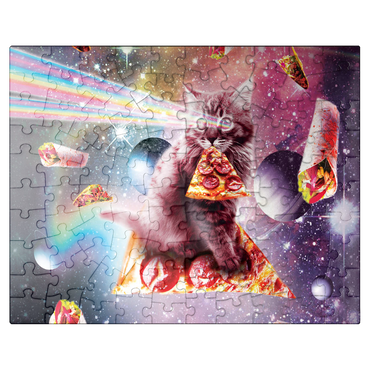 puzzleplate Rainbow Space Cat Firing Pizza Lasers - Random Galaxy 100 Jigsaw Puzzle