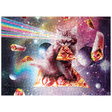 puzzleplate Rainbow Space Cat Firing Pizza Lasers - Random Galaxy 500 Jigsaw Puzzle