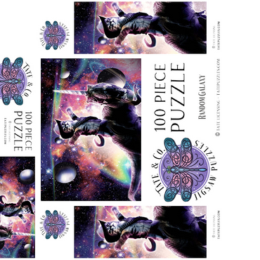 Cowboy Cat with Dinosaur in Galaxy - Random Galaxy 100 Jigsaw Puzzle box 3D Modell