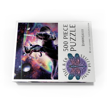 Cowboy Cat with Dinosaur in Galaxy - Random Galaxy 500 Jigsaw Puzzle box view3
