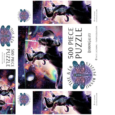 Cowboy Cat with Dinosaur in Galaxy - Random Galaxy 500 Jigsaw Puzzle box 3D Modell