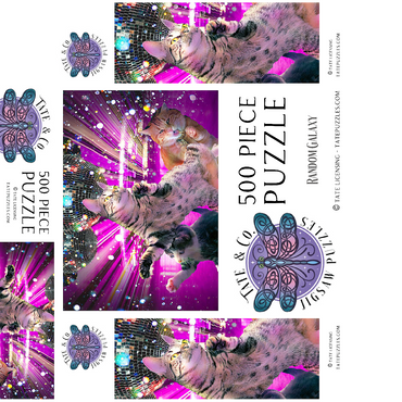 Disco Dancing Cat in 70s Retro - Random Galaxy 500 Jigsaw Puzzle box 3D Modell