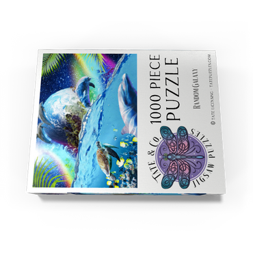 Galactic Dolphin Swimming Among the Stars - Random Galaxy 1000 Jigsaw Puzzle box view3