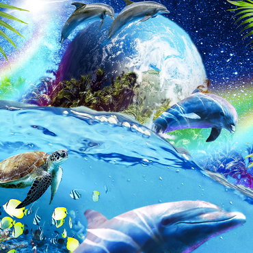 Galactic Dolphin Swimming Among the Stars - Random Galaxy 1000 Jigsaw Puzzle 3D Modell