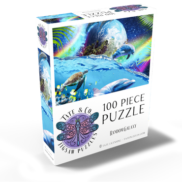 Galactic Dolphin Swimming Among the Stars - Random Galaxy 100 Jigsaw Puzzle box view2