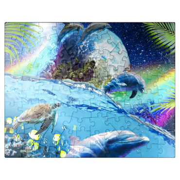 puzzleplate Galactic Dolphin Swimming Among the Stars - Random Galaxy 100 Jigsaw Puzzle