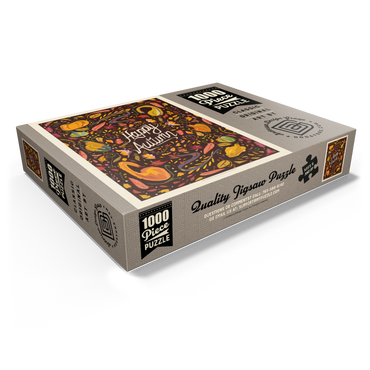 Happy Autum, Colorful Autumn Harvest with Leaves and Gourds 1000 Jigsaw Puzzle box view1