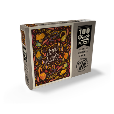 Happy Autum, Colorful Autumn Harvest with Leaves and Gourds 100 Jigsaw Puzzle box view2
