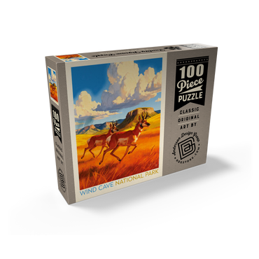Wind Cave National Park: Antelope At Play 100 Jigsaw Puzzle box view2