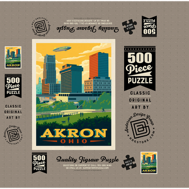 Akron, Ohio Skyline 500 Jigsaw Puzzle box 3D Modell
