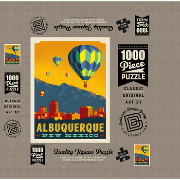 Albuquerque, New Mexico Skyline with Hot Air Balloons and Mountains 1000 Jigsaw Puzzle box 3D Modell