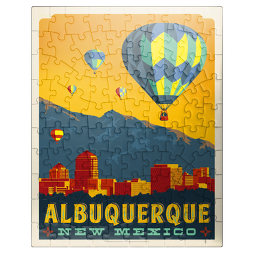 puzzleplate Albuquerque, New Mexico Skyline with Hot Air Balloons and Mountains 100 Jigsaw Puzzle