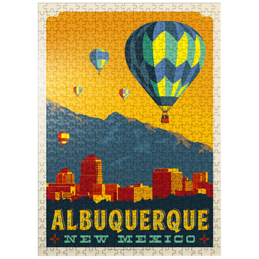 puzzleplate Albuquerque, New Mexico Skyline with Hot Air Balloons and Mountains 500 Jigsaw Puzzle