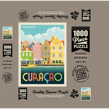 Curaçao: Willemstad Waterfront with Colorful Dutch Architecture 1000 Jigsaw Puzzle box 3D Modell