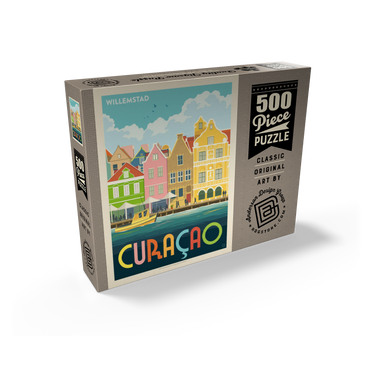 Curaçao: Willemstad Waterfront with Colorful Dutch Architecture 500 Jigsaw Puzzle box view2