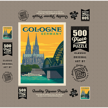 Germany: Cologne Skyline with Cathedral and Hohenzollern Bridge 500 Jigsaw Puzzle box 3D Modell