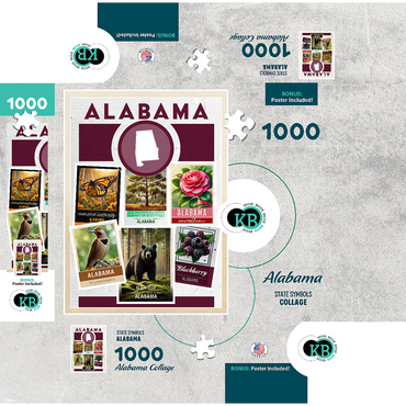 Collage: Alabama State Symbols 1000 Jigsaw Puzzle box 3D Modell