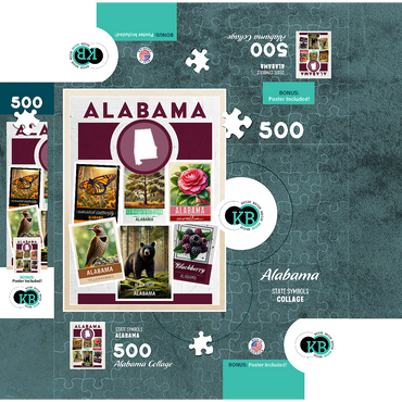 Collage: Alabama State Symbols 500 Jigsaw Puzzle box 3D Modell