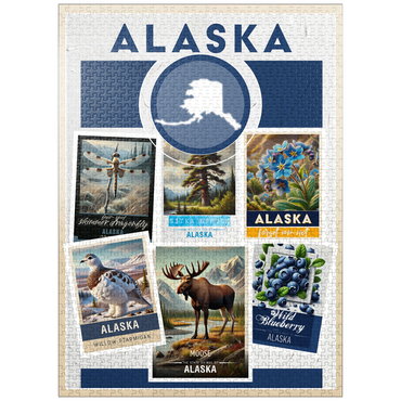 puzzleplate Collage: Alaska State Symbols 1000 Jigsaw Puzzle