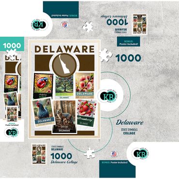 Collage: Delaware State Symbols 1000 Jigsaw Puzzle box 3D Modell