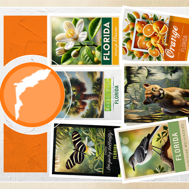 Collage: Florida State Symbols 1000 Jigsaw Puzzle 3D Modell